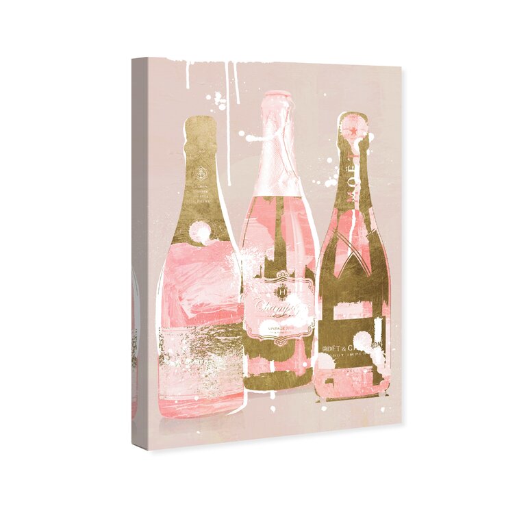 Drinks And Spirits Blush Champagne Drinks And Spirits Blush Champagne  Bottles, Glam Pink by Oliver Gal Print